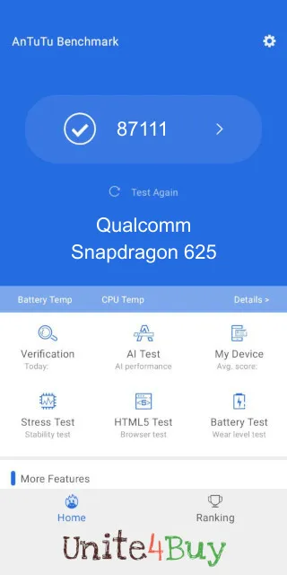 Qualcomm Snapdragon 625 Antutu Benchmark результаты теста (score / баллы)