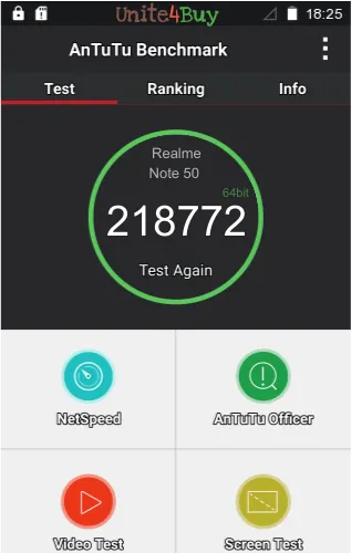 Realme Note 50 antutu benchmark результаты теста (score / баллы)