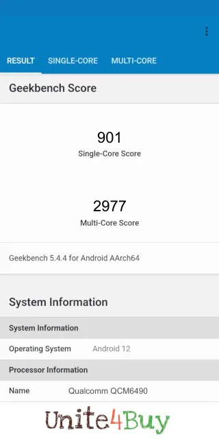 Qualcomm QCM6490 Geekbench Benchmark результаты теста (score / баллы)