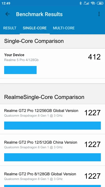 Realme 5 Pro 4/128Gb Geekbench Benchmark результаты теста (score / баллы)