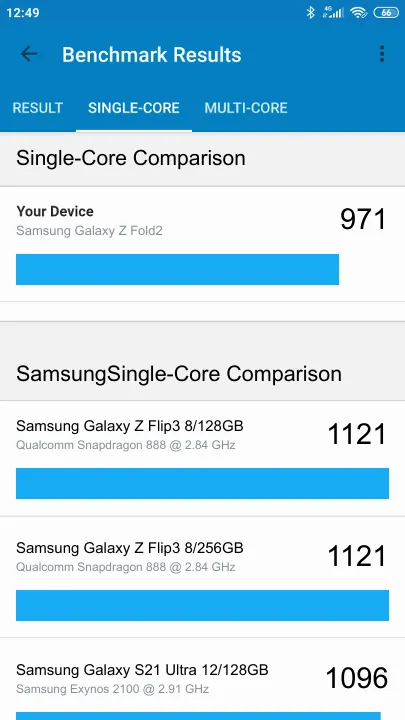 Samsung Galaxy Z Fold2 Geekbench Benchmark результаты теста (score / баллы)
