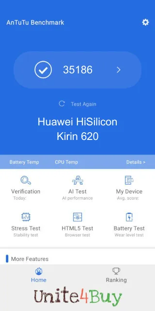 Huawei HiSilicon Kirin 620 Antutu Benchmark результаты теста (score / баллы)