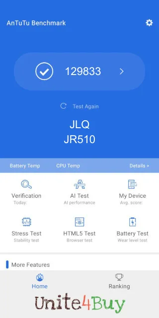 JLQ JR510 Antutu Benchmark результаты теста (score / баллы)