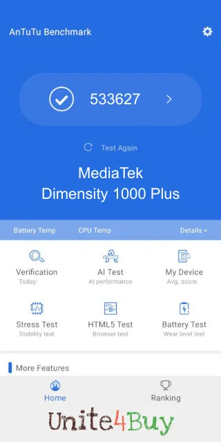 MediaTek Dimensity 1000 Plus Antutu Benchmark результаты теста (score / баллы)