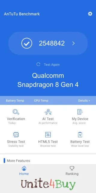 Qualcomm Snapdragon 8 Gen 4 Antutu Benchmark результаты теста (score / баллы)