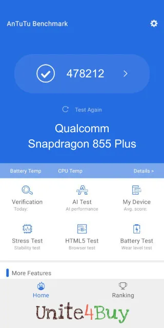 Qualcomm Snapdragon 855 Plus Antutu Benchmark результаты теста (score / баллы)