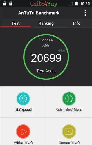 Doogee X55 antutu benchmark результаты теста (score / баллы)