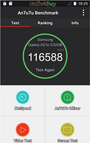 Samsung Galaxy A21s 3/32GB antutu benchmark результаты теста (score / баллы)