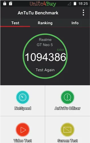Realme GT Neo 5 8/256GB 150W antutu benchmark результаты теста (score / баллы)