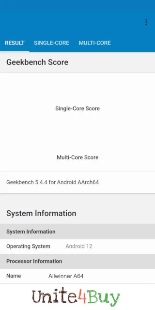 Allwinner A64 Geekbench Benchmark результаты теста (score / баллы)