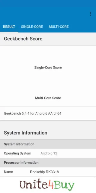 Rockchip RK3318 Geekbench Benchmark результаты теста (score / баллы)