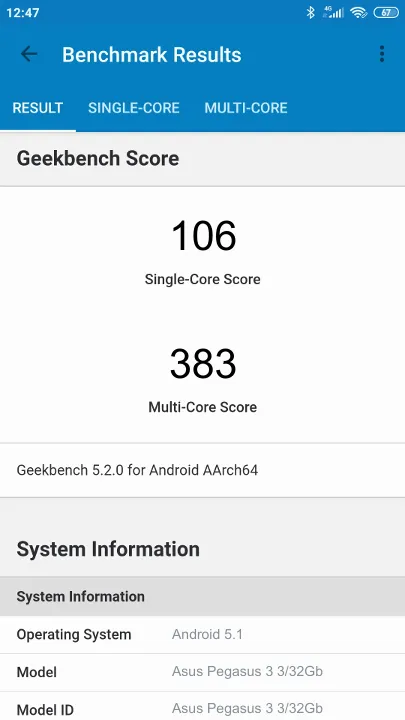 Asus Pegasus 3 3/32Gb Geekbench Benchmark результаты теста (score / баллы)