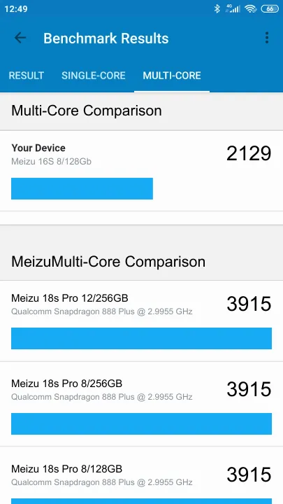 Meizu 16S 8/128Gb Geekbench Benchmark результаты теста (score / баллы)