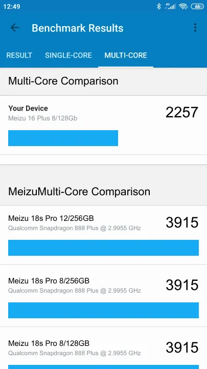 Meizu 16 Plus 8/128Gb Geekbench Benchmark результаты теста (score / баллы)