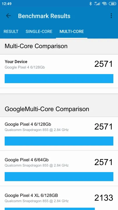 Google Pixel 4 6/128Gb Geekbench Benchmark результаты теста (score / баллы)
