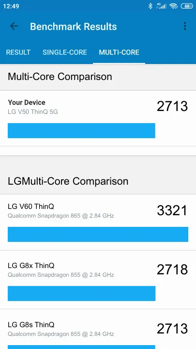 LG V50 ThinQ 5G Geekbench Benchmark результаты теста (score / баллы)