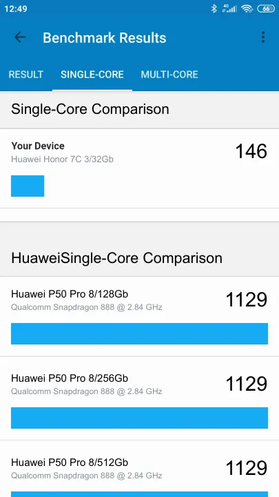 Huawei Honor 7C 3/32Gb Geekbench Benchmark результаты теста (score / баллы)