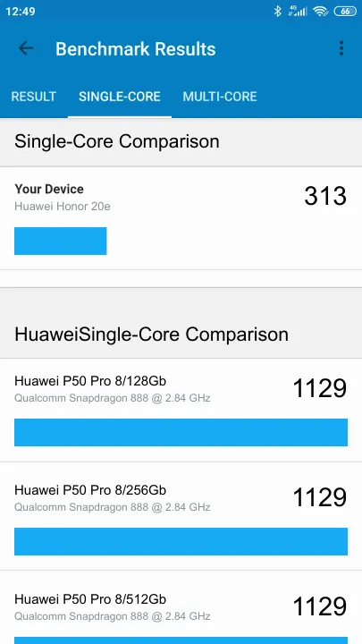Huawei Honor 20e Geekbench Benchmark результаты теста (score / баллы)