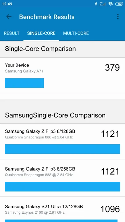 Samsung Galaxy A71 Geekbench Benchmark результаты теста (score / баллы)