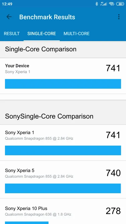 Sony Xperia 1 Geekbench Benchmark результаты теста (score / баллы)