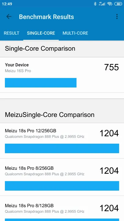 Meizu 16S Pro Geekbench Benchmark результаты теста (score / баллы)