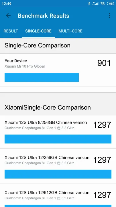 Xiaomi Mi 10 Pro Global Geekbench Benchmark результаты теста (score / баллы)
