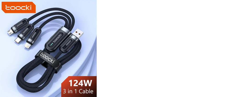 Toocki 6A 100W Cable 3-in-1 Durable Version